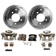 2-Wheel Set Rear Brake Kit With Calipers, Cross-drilled and Slotted 5 Lugs 262 mm Ceramic, Includes (2) Caliper, (2) Disc, and (1) Pad Set