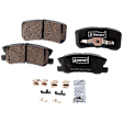 2-Wheel Set Rear Brake Kit With Calipers, Cross-drilled and Slotted 5 Lugs 262 mm Ceramic, Includes (2) Caliper, (2) Disc, and (1) Pad Set