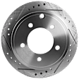 2-Wheel Set Rear Brake Kit With Calipers, Cross-drilled and Slotted 5 Lugs 262 mm Ceramic, Includes (2) Caliper, (2) Disc, and (1) Pad Set