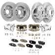 4-Wheel Set Front and Rear Brake Kit With Calipers, Plain Surface 5 Lugs Ceramic, Includes (4) Caliper, (4) Disc, and (2) Pad Set