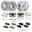 4-Wheel Set Front and Rear Brake Kit With Calipers, Plain Surface 5 Lugs Ceramic, Includes (4) Caliper, (4) Disc, and (2) Pad Set