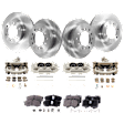 4-Wheel Set Front and Rear Brake Kit With Calipers, Plain Surface, 6 Lugs, Ceramic Pad Material