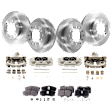 4-Wheel Set Front and Rear Brake Kit With Calipers, Plain Surface, 6 Lugs, Ceramic Pad Material