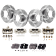 4-Wheel Set Front and Rear Brake Kit With Calipers, Plain Surface, 6 Lugs, Ceramic Pad Material