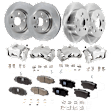 4-Wheel Set Front and Rear Brake Kit With Calipers, Plain Surface 5 Lugs Ceramic, Includes (4) Brake Caliper, (4) Brake Disc, and (2) Brake Pad Set