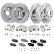 4-Wheel Set Front and Rear Brake Kit With Calipers, Plain Surface 5 Lugs Ceramic, Includes (4) Brake Caliper, (4) Brake Disc, and (2) Brake Pad Set