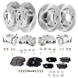 4-Wheel Set Front and Rear Brake Kit With Calipers, Plain Surface 5 Lugs Ceramic, Includes (4) Brake Caliper, (4) Brake Disc, and (2) Brake Pad Set