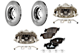 2-Wheel Set Front Brake Kit With Calipers, Plain Surface 5 Lugs 299.97 mm Organic, Includes (2) Brake Caliper, (2) Brake Disc and (1) Brake Pad Set