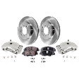 2-Wheel Set Front Brake Kit With Calipers, Plain Surface 4 Lugs 261.87 mm Ceramic FWD, Includes (2) Brake Caliper, (2) Brake Disc and (1) Brake Pad Set