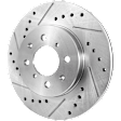 2-Wheel Set Front Brake Kit With Calipers, Cross-drilled and Slotted 4 Lugs 261.87 mm Ceramic FWD, Includes (2) Brake Caliper, (2) Brake Disc and (1) Brake Pad Set