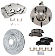 2-Wheel Set Front Brake Kit With Calipers, 5 Lugs,, FWD, 3.6L, 6Cyl, Includes (2) Caliper, (2) Disc, (1) Pad Set, and (2) Wheel Hub