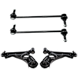 4-Piece Kit Front, Driver and Passenger Side, Lower Control Arm, includes (2) Control Arm and (2) Sway Bar Link