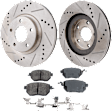 2-Wheel Set Front Brake Disc and Pad Kit, Cross-drilled and Slotted 295.8 mm Ceramic Pro-Line Series, Includes (2) Disc and (1) Pad Set