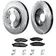 2-Wheel Set Front Brake Disc and Pad Kit, Plain Surface 6 Lugs 350.01 mm Organic Pro-Line Series, Includes (1) Brake Pad Set and (2) Brake Disc