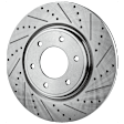2-Wheel Set Front Brake Disc and Pad Kit, Cross-drilled and Slotted 6 Lugs 350.01 mm Organic Pro-Line Series, Includes (1) Brake Pad Set and (2) Brake Disc