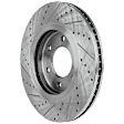 2-Wheel Set Front Brake Disc and Pad Kit, Cross-drilled and Slotted 6 Lugs 350.01 mm Organic Pro-Line Series, Includes (1) Brake Pad Set and (2) Brake Disc