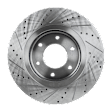 2-Wheel Set Front Brake Disc and Pad Kit, Cross-drilled and Slotted 6 Lugs 350.01 mm Organic Pro-Line Series, Includes (1) Brake Pad Set and (2) Brake Disc