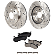 2-Wheel Set Front Brake Disc and Pad Kit, Cross-drilled and Slotted 6 Lugs 329.95 mm Ceramic Pro-Line Series, Includes (2) Disc and (1) Pad Set