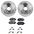 2-Wheel Set Front Brake Disc and Pad Kit, Plain Surface, 4 Lugs, Ceramic, with Rear Drum Brake, Pro-Line Series , includes (2) Brake Disc and (1) Brake Pad Set