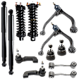 12-Piece Kit Front, Driver and Passenger Side, Upper Control Arm Kit, Includes (2) Control Arm, (2) Ball Joint, (2) Sway Bar Link, (2) Tie Rod End and (4) Shock Absorber and Strut Assembly