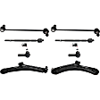 8-Piece Kit Front, Driver and Passenger Side, Lower Control Arm Kit, Includes (4) Tie Rod End, (2) Control Arm and (2) Sway Bar Link