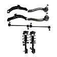 8-Piece Kit Front, Driver and Passenger Side, Lower Control Arm Kit, Includes (2) Control Arm, (2) Loaded Strut, (2) Sway Bar Link, and (2) Tie Rod End