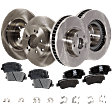 8-Piece Kit Front and Rear Brake Disc and Pad Kit, Plain Surface, 5 Lugs, 12.6 in.-Front, 11.14 in.-Rear, Ceramic - Front, Organic - Rear, 320mm Front Disc, with Manual Parking Brake, Pro-Line Series