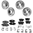4-Wheel Set Brake Disc and Pad Kit, Plain Surface 5 Lugs Front-261.62 mm/Rear-259.59 mm Ceramic Pro-Line Series, Includes (4) Disc and (2) Pad Set