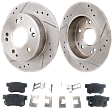 2-Wheel Set Rear Brake Disc and Pad Kit, Cross-drilled and Slotted 5 Lugs 259.59 mm Ceramic Pro-Line Series, Includes (2) Disc and (1) Pad Set