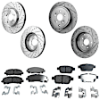 4-Wheel Set Front and Rear Brake Disc and Pad Kit, Cross-drilled and Slotted, 5 Lugs, Ceramic, Pro-Line Series