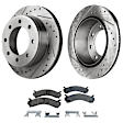 2-Wheel Set Rear Brake Disc and Pad Kit, Cross-drilled and Slotted 8 Lugs 329.95 mm Ceramic Pro-Line Series, Includes (1) Brake Pad Set and (2) Brake Disc