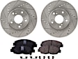 2-Wheel Set Front Brake Disc and Pad Kit, Cross-drilled and Slotted 5 Lugs 281.94 mm Ceramic Pro-Line Series, Includes (1) Brake Pad Set and (2) Brake Disc