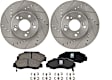 2-Wheel Set Front Brake Disc and Pad Kit, Cross-drilled and Slotted 5 Lugs 281.94 mm Ceramic Pro-Line Series, Includes (1) Brake Pad Set and (2) Brake Disc