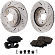2-Wheel Set Front Brake Disc and Pad Kit, Cross-drilled and Slotted 295.5 mm Ceramic Pro-Line Series, Includes (1) Brake Pad Set and (2) Brake Disc