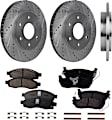 4-Wheel Set Front and Rear Brake Disc and Pad Kit, Cross-drilled and Slotted 6 Lugs Front-320 mm/Rear-320.04 mm Front-Ceramic/Rear-Semi-Metallic Pro-Line Series, Includes (2) Pad Set and (3) Disc