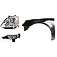 3-Piece Kit Driver Side Halogen Headlight, With bulb(s), OE Replacement, Includes (1) Fender, (1) Fog Light and (1) Headlight
