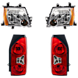 4-Piece Kit Driver and Passenger Side Halogen Headlight, Includes (2) Headlight, and (2) Tail Light