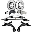 7-Piece Kit Front, Driver and Passenger Side Axle Assembly - New 7-Piece Kit, 2.4L, 4Cyl, Includes (2) Brake Disc, (1) Brake Pad Set, (2) Control Arm and (2) Axle Assembly