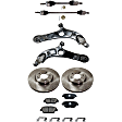 2011-2014 Hyundai Sonata - 7-Piece Kit Front, Driver and Passenger Side Axle Assembly - New 7-Piece Kit, 2.4L, 4Cyl, Includes (2) Brake Disc, (1) Brake Pad Set, (2) Control Arm and (2) Axle Assembly