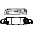 2-Piece Kit Grille Chrome Shell with Gray Insert Includes (1) Grille Assembly and (1) Header Panel