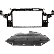 2-Piece Kit Radiator Support Assembly Includes (1) Engine Splash Shield and (1) Radiator Support