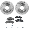 2-Wheel Set Front Brake Disc and Pad Kit, Cross-drilled and Slotted 5 Lugs 274 mm Ceramic Pro-Line Series, Includes (1) Brake Pad Set and (2) Brake Disc