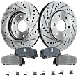 2-Wheel Set Front Brake Disc and Pad Kit, Cross-drilled and Slotted 6 Lugs 283 mm Ceramic Pro-Line Series, Includes (2) Brake Disc and (1) Brake Pad Set