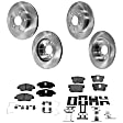4-Wheel Set Front and Rear Brake Disc and Pad Kit, Plain Surface 5 Lugs Front-261.62 mm/Rear-259.59 mm Ceramic Pro-Line Series, Includes (2) Brake Pad Set and (4) Brake Disc