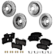 4-Wheel Set Front and Rear Brake Disc and Pad Kit, Cross-drilled and Slotted Front-310 mm/Rear-324 mm Organic, Includes (4) Brake Disc and (2) Brake Pad Set