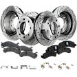 2013 Chevrolet Express 2500 - 4-Wheel Set Front and Rear Brake Disc and Pad Kit, Cross-drilled and Slotted, 8 Lugs, Front-324.87 mm/Rear-329.95 mm, Ceramic, 6.0L 8Cyl,  Includes (4) Disc and (2) Pad Set