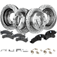 4-Wheel Set Front and Rear Brake Disc and Pad Kit, Cross-drilled and Slotted 8 Lugs Front-325 mm/Rear-329.95 mm Ceramic, Includes (2) Brake Pad Set and (4) Brake Disc