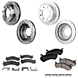 4-Wheel Set Front and Rear Brake Disc and Pad Kit, Cross-drilled and Slotted 8 Lugs Front-324.87 mm/Rear-329.95 mm Ceramic, Includes (4) Disc and (2) Pad Set