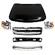 2007 Chevrolet Silverado 1500 - 6-Piece Kit Front Bumper, New Body Style, Chrome, Includes (1) Bumper, (1) Grille, (2) Headlight, (1) Hood, and (1) Valance