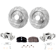 2-Wheel Set Front Brake Kit With Calipers, Cross-drilled and Slotted 5 Lugs 329.95 mm Ceramic, Includes (2) Brake Caliper, (2) Brake Disc and (1) Brake Pad Set